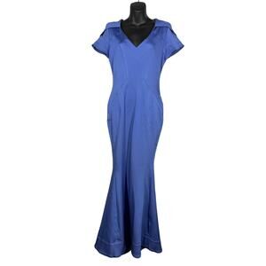 ZAC x Zac Posen Mermaid Gown Light Purple Cap Sleeve Sheath V Neck Formal - 6